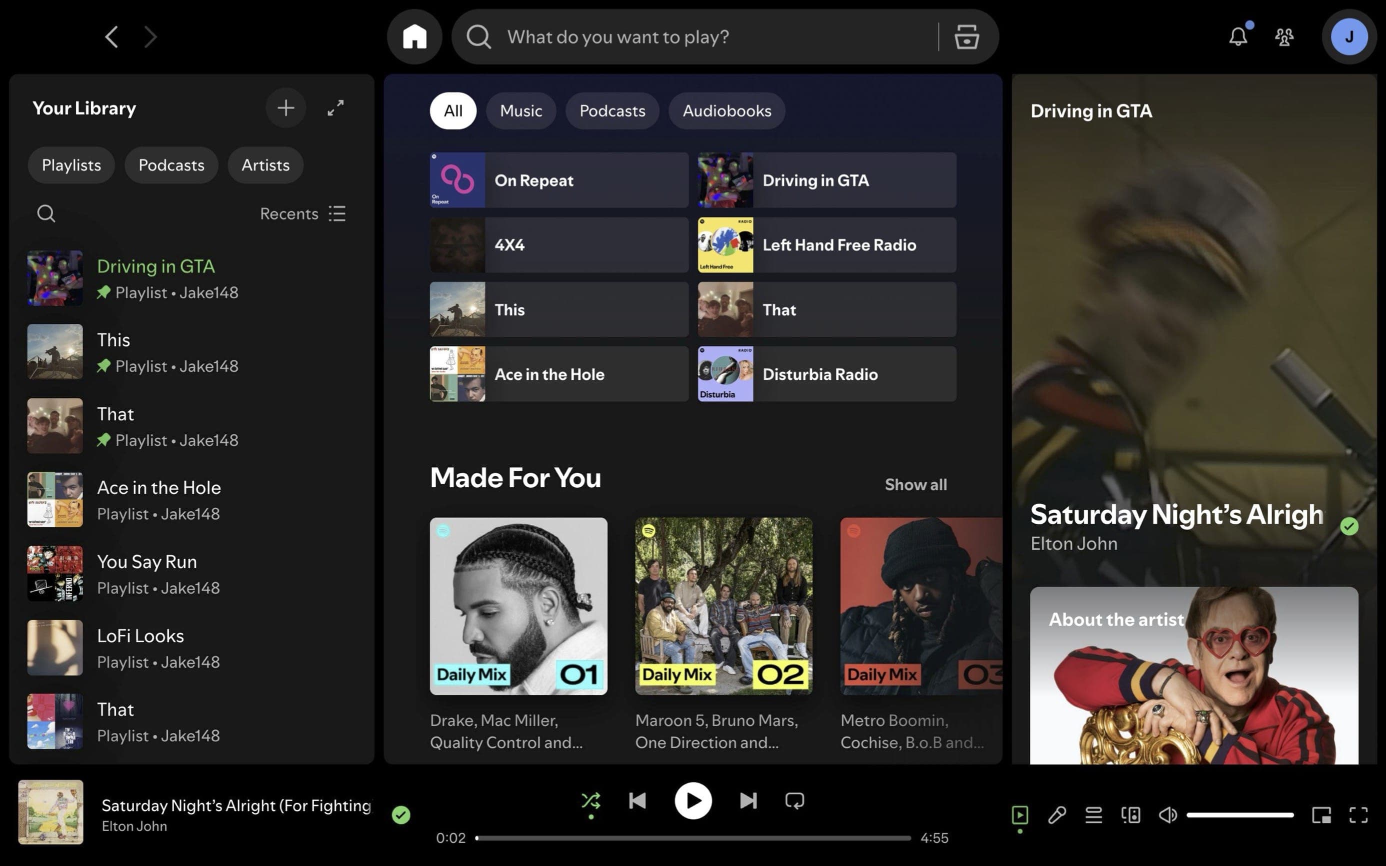 Spotify Desktop Home - Before