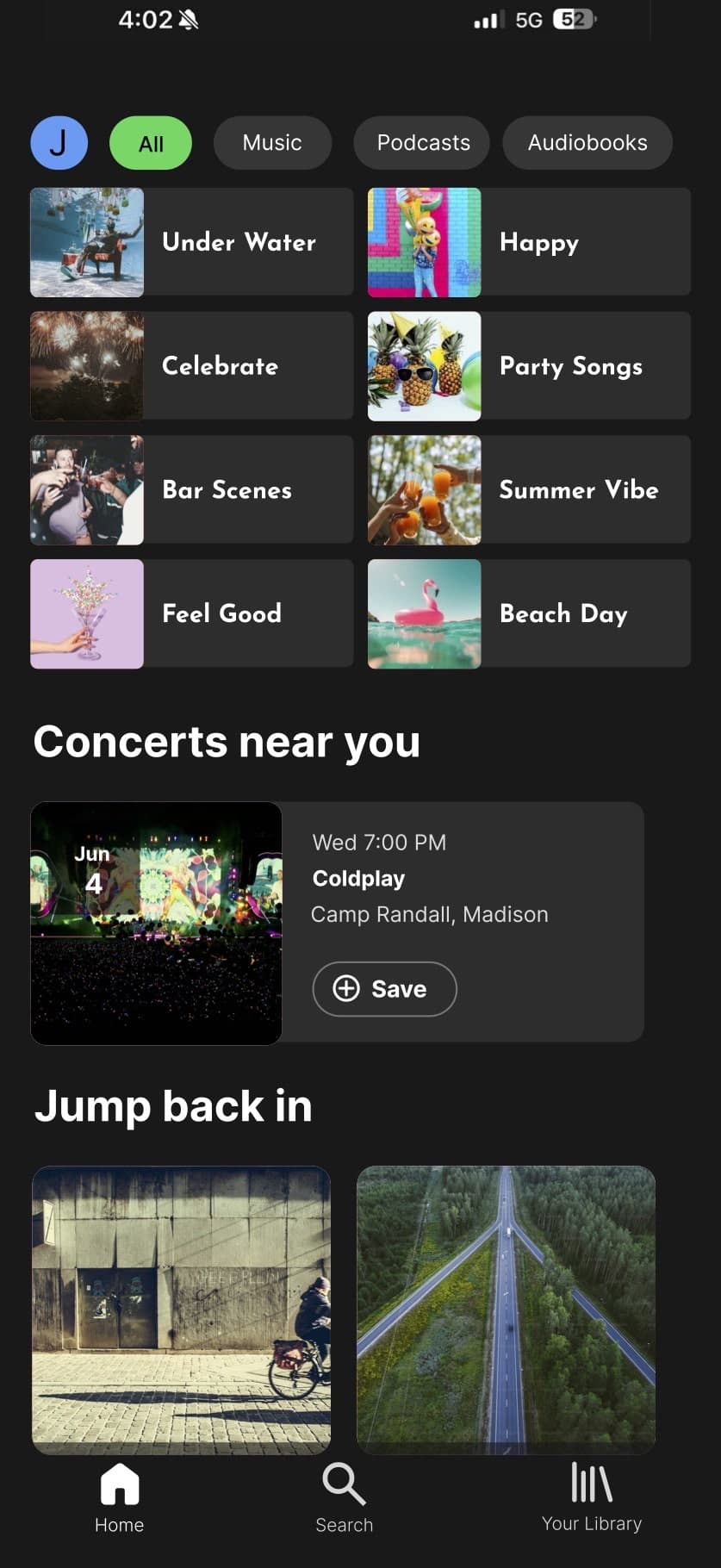 Spotify Mobile Home - Before