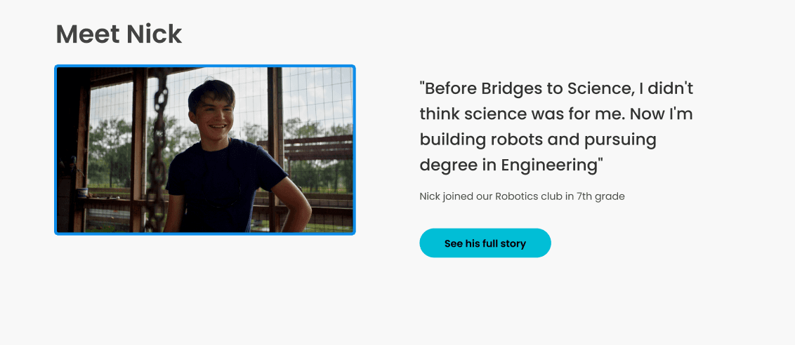 Meet Nick student spotlight section