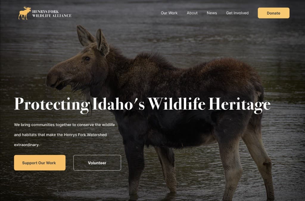 Henry's Fork Wildlife Alliance website redesign