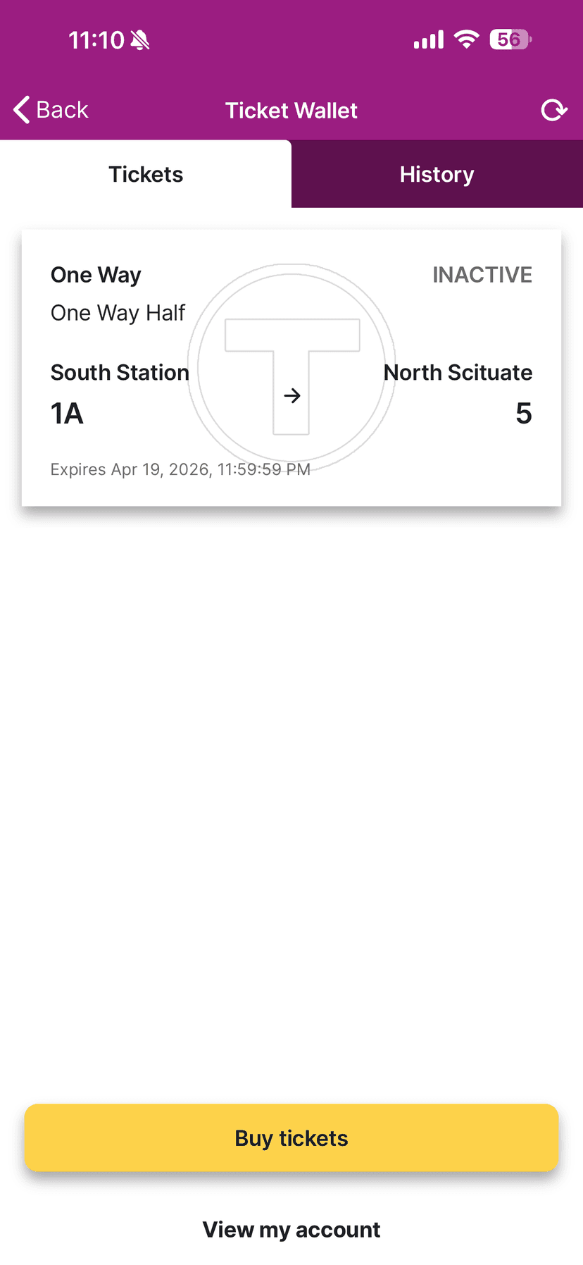 Ticket wallet buried in navigation