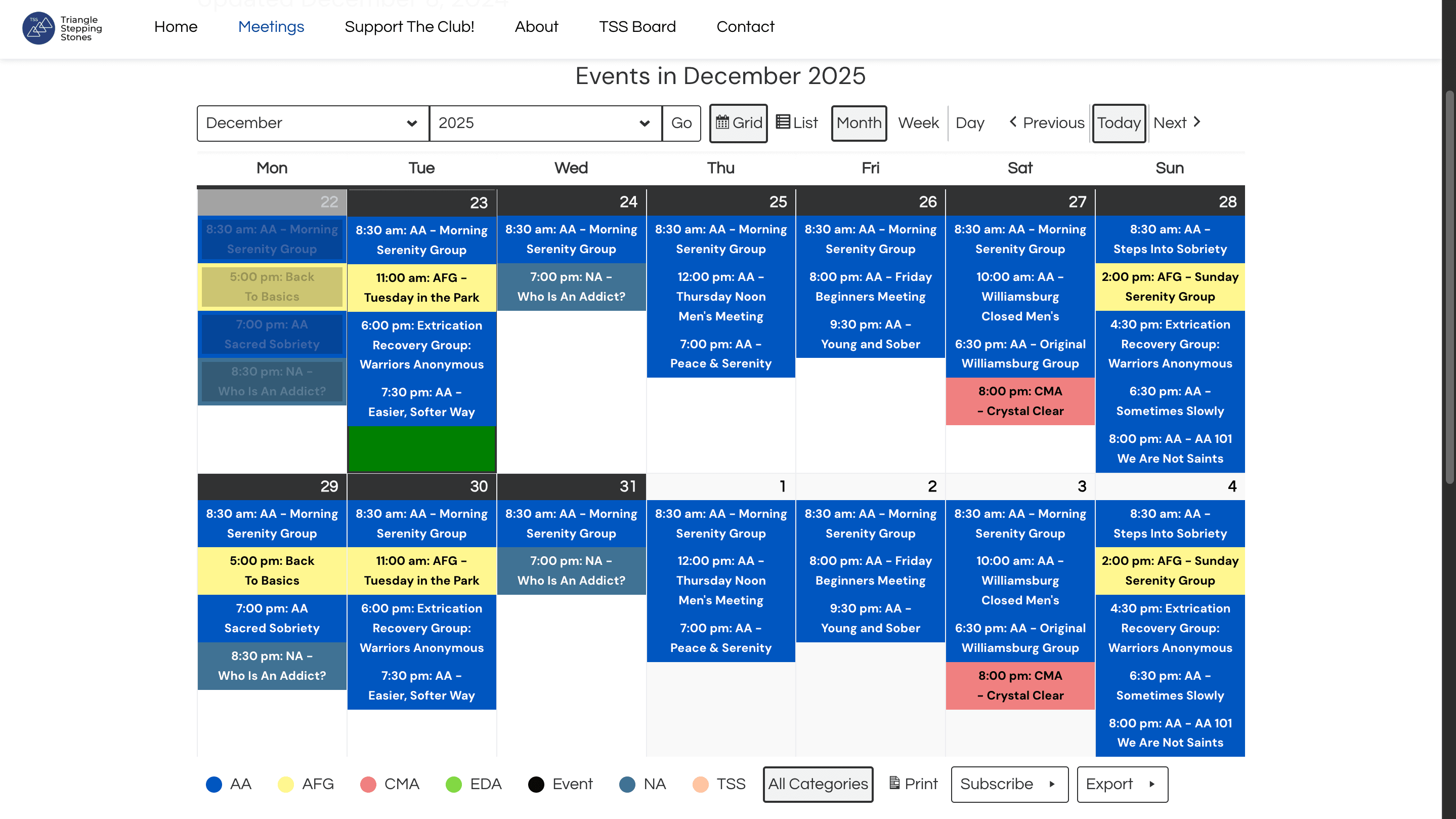 Original calendar view