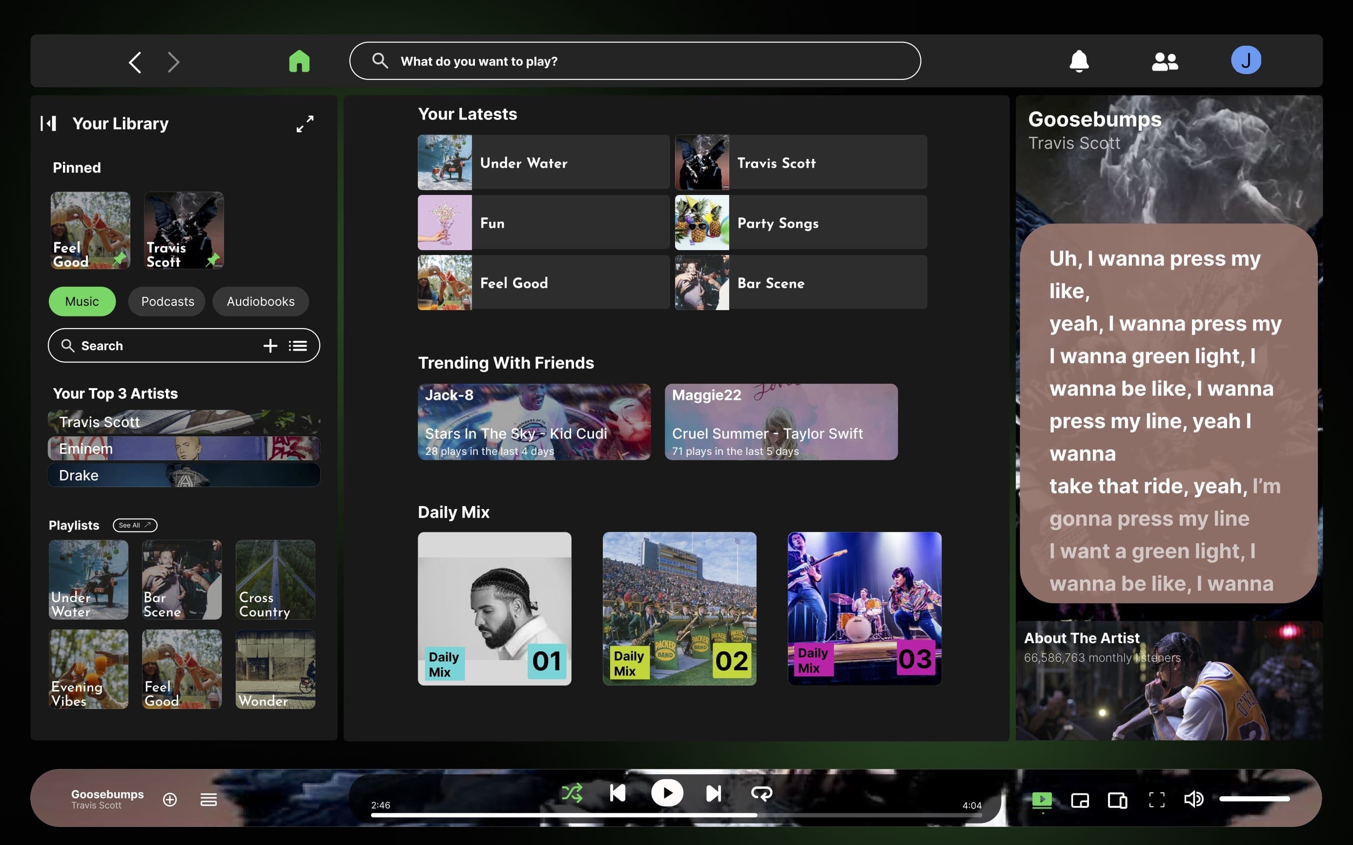 Spotify redesign dashboard mockups