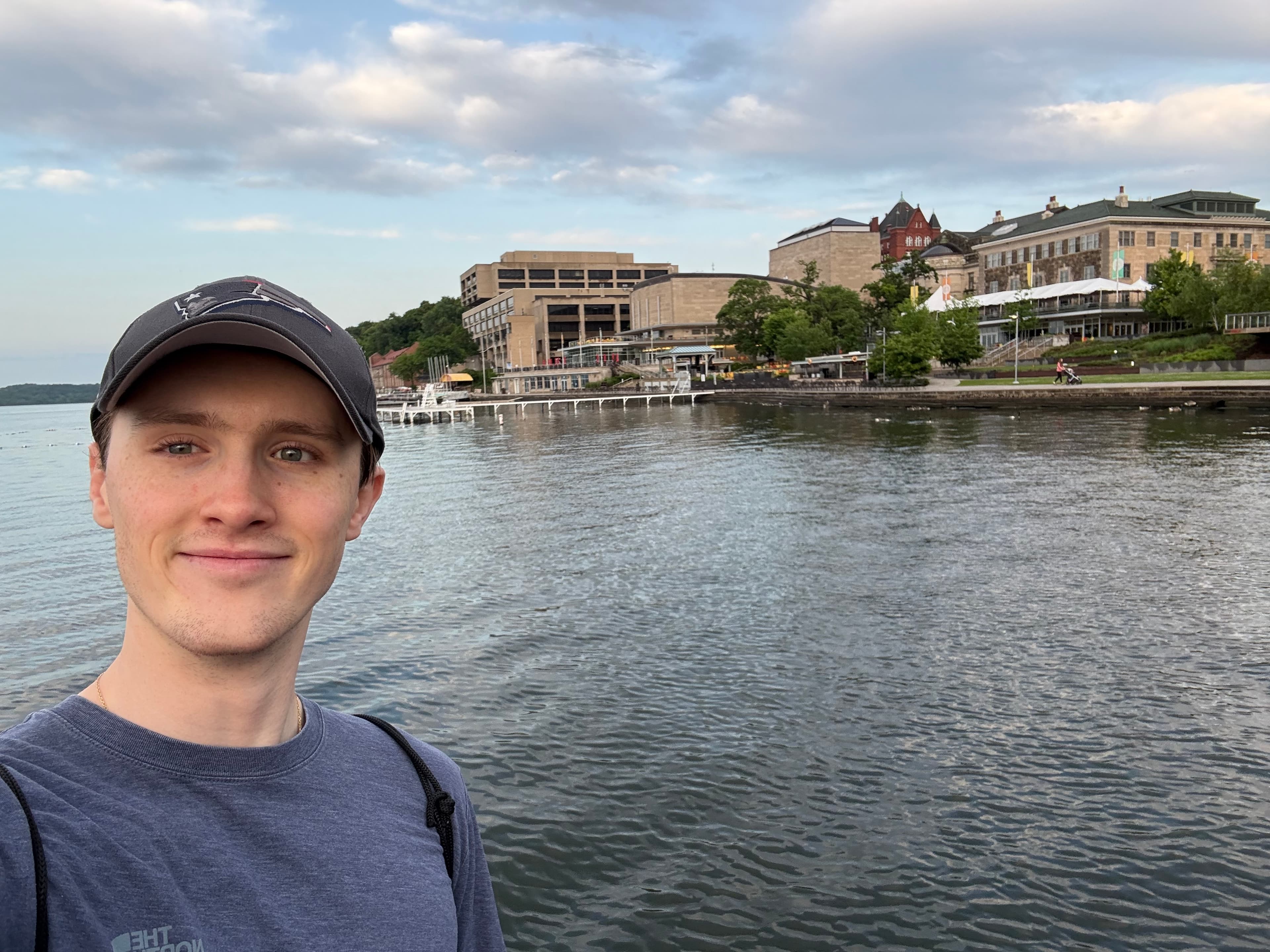 Jake smiling at desk