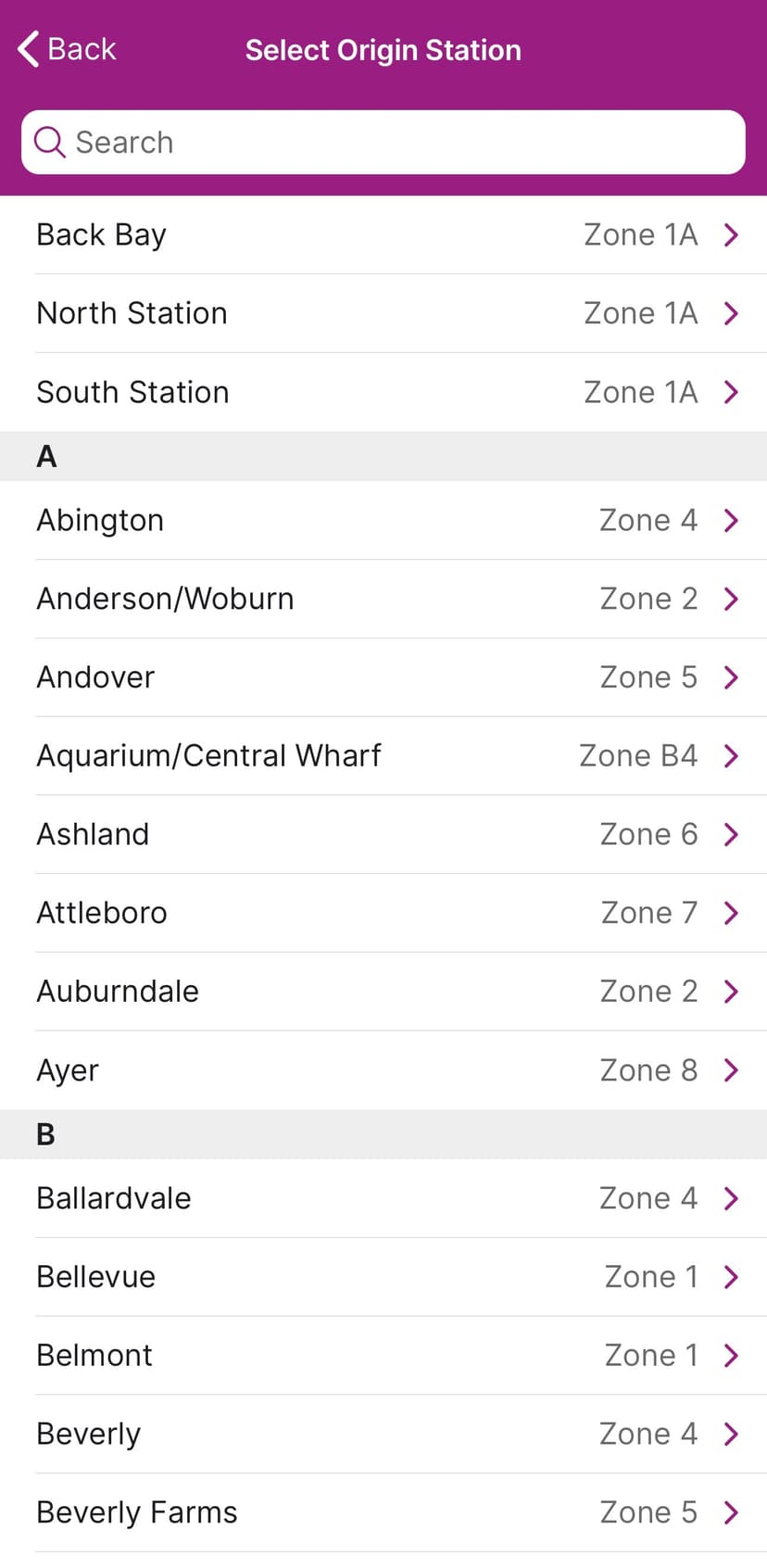 Station list with zones but no explanation