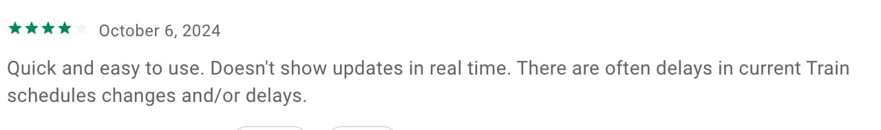 4-star review about no real-time delay updates