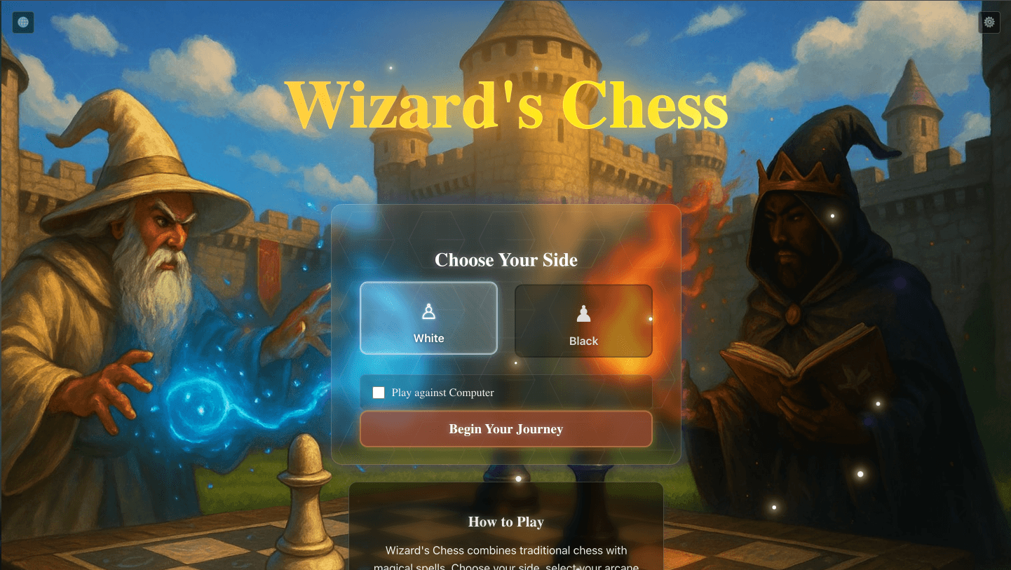 React Wizard Chess gameplay board